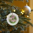 thumbnail image 7 of 3drose, Ruby-throated Hummingbird Young Male Feeding on Hibiscus, Texas, Usa, Circle Porcelain Ornament, 7 of 7