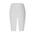 thumbnail image 4 of HNMKIU Women's Solid Color Capri Leggings Knee Length Casual Comfortable Pants for Everyday Wear White，L, 4 of 4