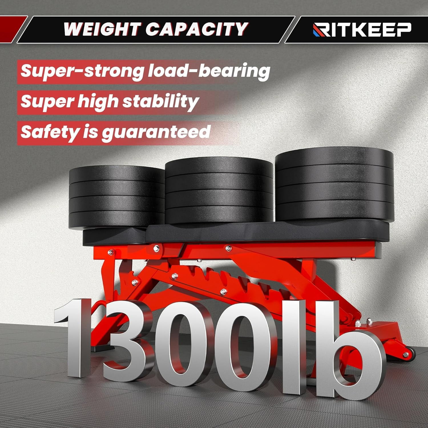 RitKeep Fitness Adjustable Weight Bench 1300 lb Capacity for Home Strength Training