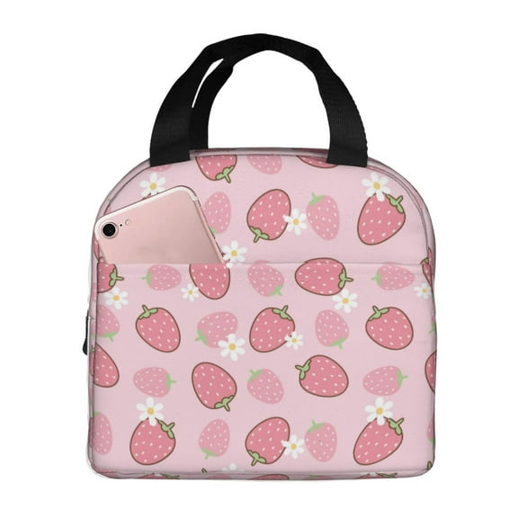 Sigee Strawberries for Lunch Bag for Women Men, Reusable Lunch Bag Insulated Lunch Bag Lunch Box Cooler