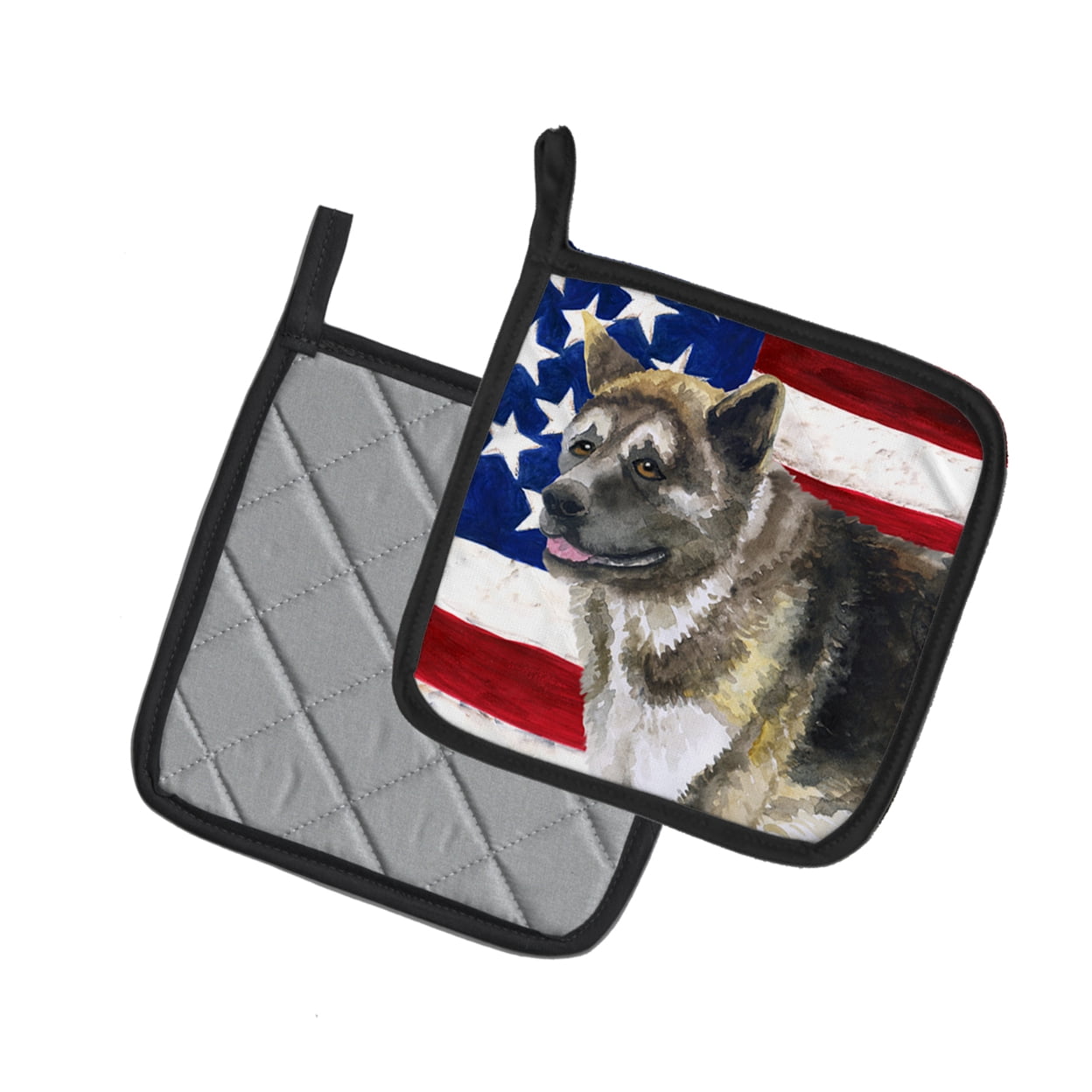Caroline's Treasures Akita Patriotic Pair of Pot Holders