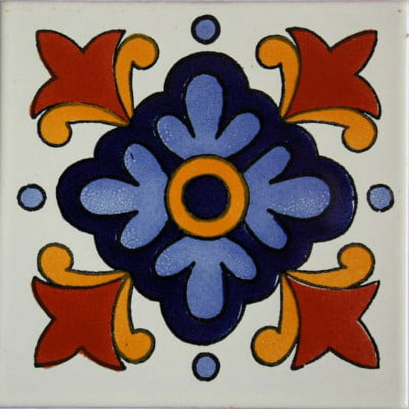 6x6 Natora Talavera Mexican Tile, Set of 4 pcs