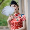 thumbnail image 5 of Byfri White Pearl Exquisite Feather Hand Fan Vintage Folding Handheld Fan for Dance Party 30x30cm, 5 of 7