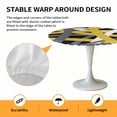 thumbnail image 2 of Elastic Fitted Round Tablecloth, Yellow Black Geometric Waterproof Stretch Table Cover for 55"-60" Tables, Modern Art Abstract Grey Line Washable Outdoor Tablecloths for Patio, Picnic, Camping, 2 of 9