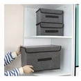 thumbnail image 4 of Foldable Storage Box 2 Storage Boxes，Storage Bins，Storage Bins with Lids. Filing Cabinets for Home Office. Linen Storage Box, Used to Store Toys, Clothes, Paper and Books. 6.3*7.9*10.3 inches.(Grey), 4 of 7