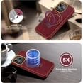 thumbnail image 3 of for iPhone 14 Pro Max Case with Magnetic Invisible Ring Stand Compatible with Mag-Safe Leather Business Shockproof Military Grade Protection Classic Luxury Slim Phone Cases for Women Men,Red, 3 of 7