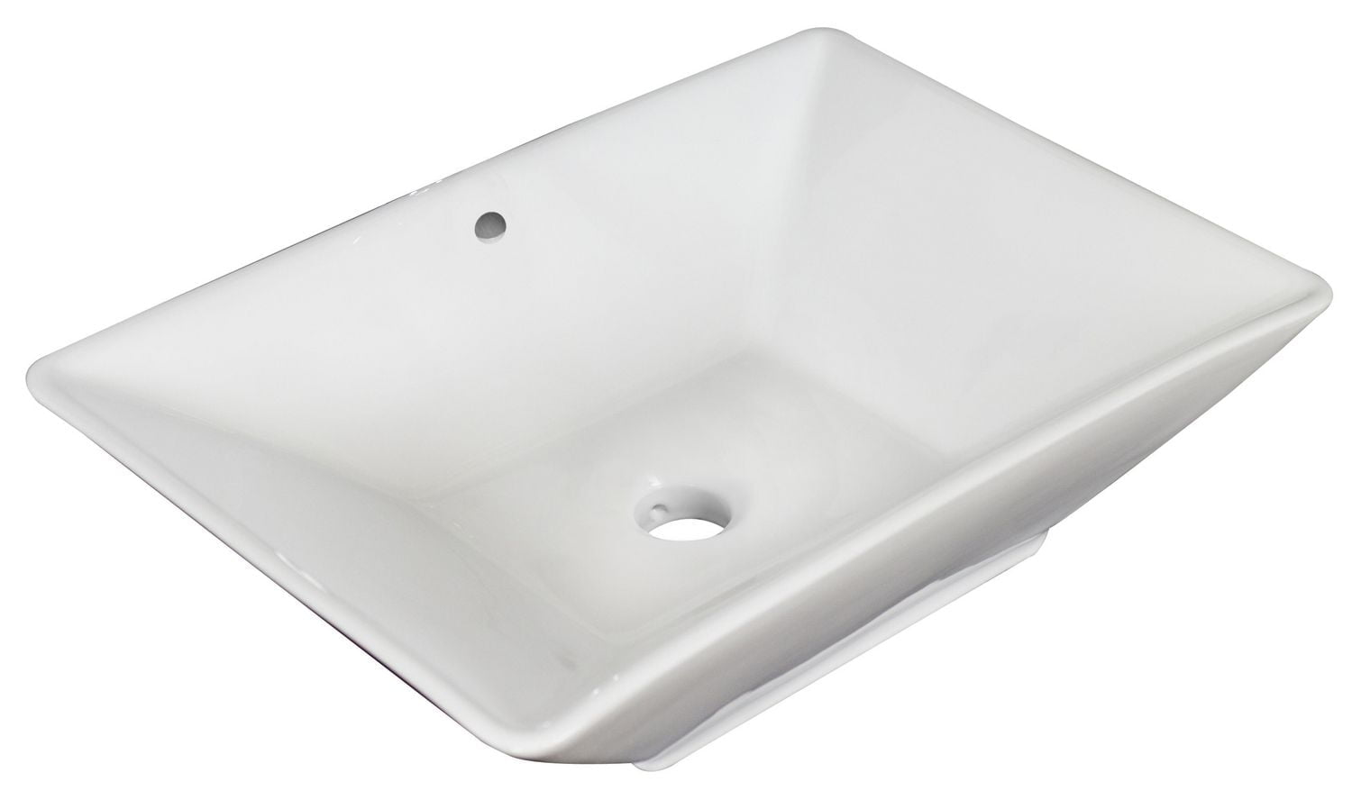 American Imaginations -in. W Above Counter White Bathroom Vessel Sink For Deck Mount Deck Mount Drilling AI