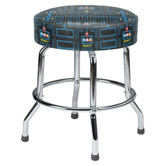 Pac Man Arcade Bar Stool 19" - Swivel Game Room Stool for Cocktail Table - Licensed Artwork Featuring Blinky, Inky, Pinky & Sue - Retro Arcade Seating