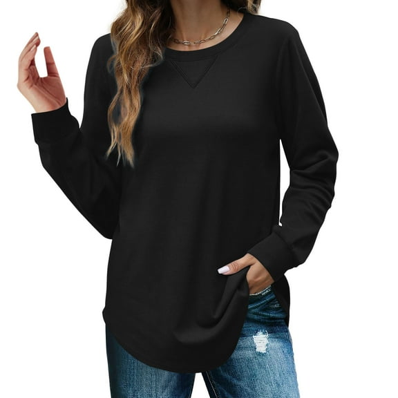 Aloohaidyvio Sweatshirts for Women,Womens Long Sleeve Solid Color Sweatshirt Casual Oversized Knitted Crewneck Pullover Shirts