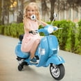 thumbnail image 3 of Gymax 6V Kids Ride On Vespa Scooter Motorcycle w/ Training Wheel & Headlight Blue, 3 of 9