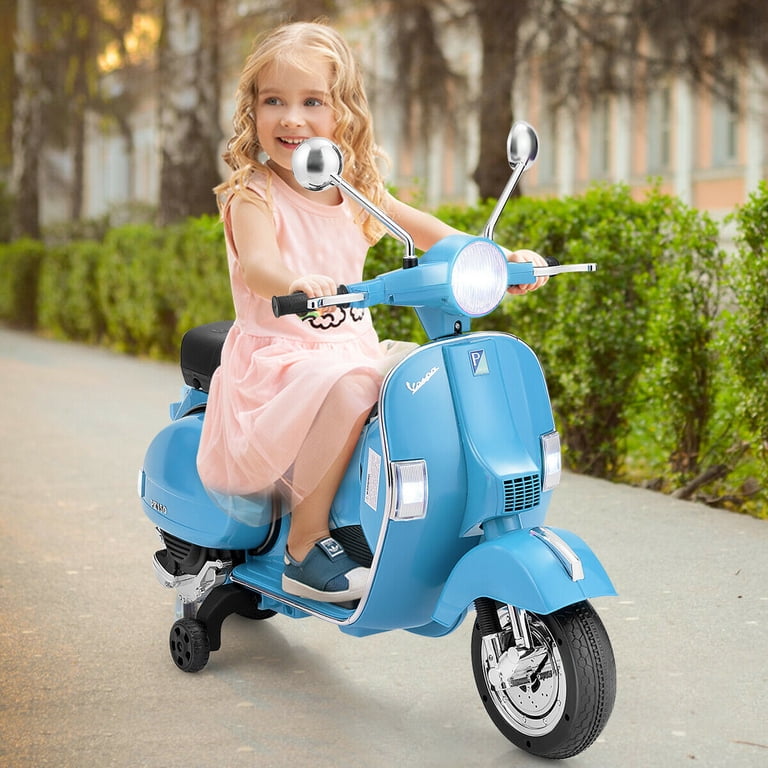 Gymax 6V Kids Ride On Vespa Scooter Motorcycle w/ Training Wheel