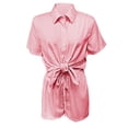 thumbnail image 6 of Roncen Women's Striped Shirt & Shorts Set - Casual Button-Down Collar Long Sleeve Two-Piece Outfit with Comfortable Fit & Stylish Design, 6 of 7