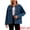 Dark Blue, variant on Women's Button Down Corduroy Collar Long Sleeve Shacket 2XL Retro Blue