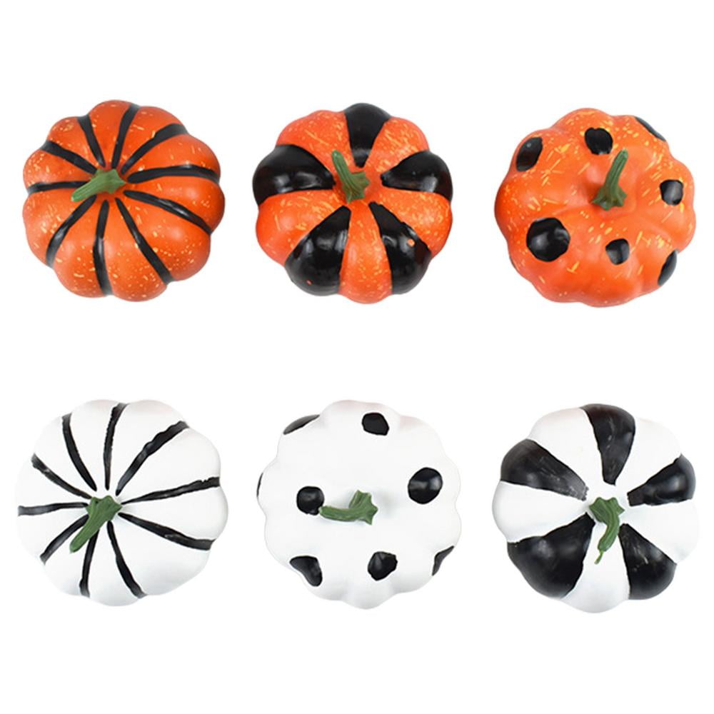 Laideyi Artificial Pumpkin Mini Fake Pumpkins for Halloween Set of 6