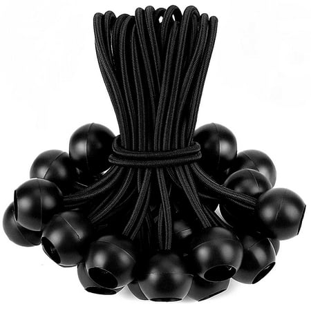 

ZOAN 25Pcs Ball Bungee Cords Reusable Heavy-Duty Ball Bungees 6inch Variety for Canopy Camping Screen Soccer Goals Tie Down Tarps Tent Wires Motorhome.