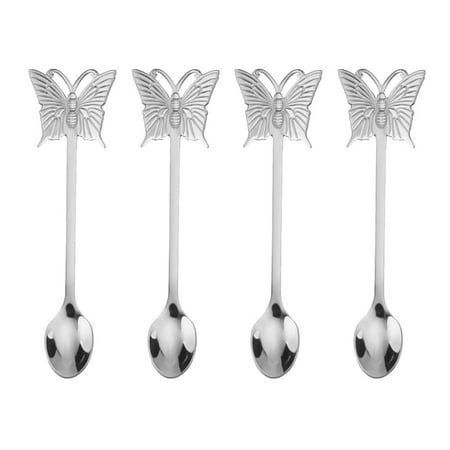 

4pcs Stainless Steel Long Handle Spoons Dessert Scoops Salad Spoon for Home