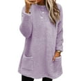 thumbnail image 1 of LUXUR T-Shirt en Molleton Doux pour Femmes, Ample, Violet, Taille P, 1 of 2