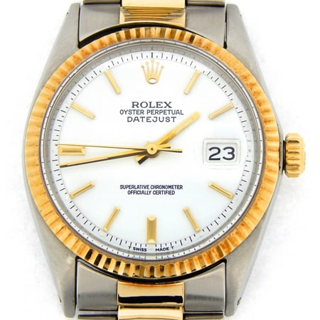 Pre-Owned Mens Rolex Two-Tone 14K/SS Datejust White 1601 (SKU (Best Way To Sell A Rolex)