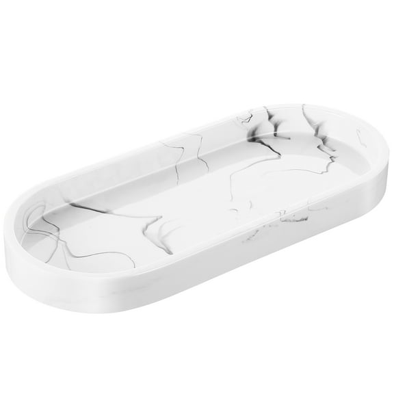 KENOBE Jewelry Organizer Tray, Resin Bathtub Bathroom Catchall, Oval Cosmetic Vanity Decorative Storage Holder Jewelry Dish for Ring Bracelet Perfume Soap Shampoo Towel Tissues, Marble White