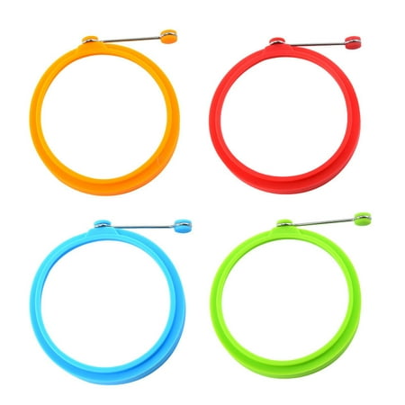 

Silicone Egg Ring Egg Rings Non Stick Egg Cooking Rings Perfect Fried Egg Mold or Pancake Rings（4pcs-red green blue yellow）