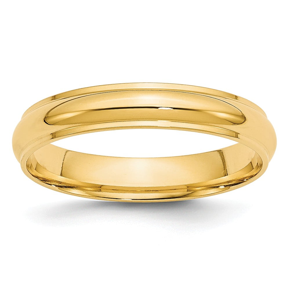 Solid 14k Yellow Gold 4mm Plain Classic Dome with Flat Edge Wedding ...