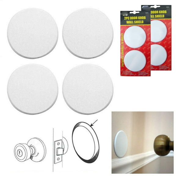 4 Wall Protector Door Knob Prevent Drywall Holes Dings White 3 1/4" Round Shield