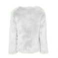 thumbnail image 2 of Women's Winter Fashion Fuzzy Jacket - Long-Sleeve Solid Color Short Faux Fur Coat, White, L, 2 of 3
