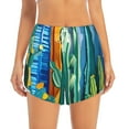 thumbnail image 4 of Lsque Bright Paper Cactus Scene Printed Women's Running Shorts with Liner Pockets,Elastic Quick Dry Workout Athletic Gym Yoga Shorts,Womens High Waist Shorts-XX-Large, 4 of 9