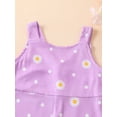 thumbnail image 4 of Bagilaanoe Toddler Baby Girl Jumpsuit Sleeveless Floral Print Romper Overalls 1T 2T 3T 4T 5T 6T Kids Flared Pants Summer Clothes, 4 of 9