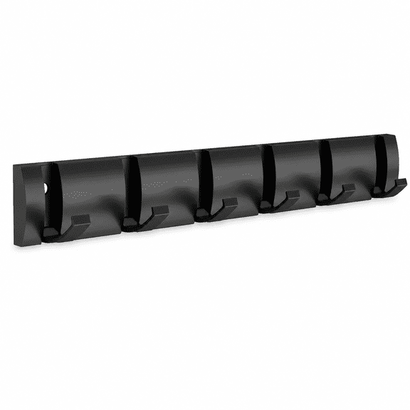 ABPETE Metal Coat Rack Wall Mount, Black Coat Rail with 6 Retractable Hooks, Folding Wall Hook Rack with Screws for Entryway Bathroom Bedroom Living Room