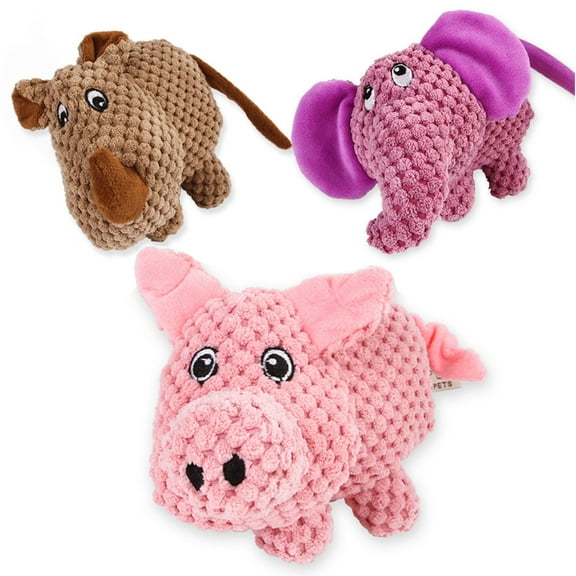 Walbest Dog Toy Stuffed, Cute Animal Squeaky Plush Toys, Durable Dog Chew Toys for Small, Middle, Large Dogs (Pig)