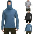 thumbnail image 1 of Chandail de Pêche Uni à Capuche pour Homme Mince Léger Extensible avec Trou pour le Pouce Haut pour Plein Air Randonnée Escalade Cyclisme, 1 of 8