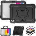 thumbnail image 4 of SaniMore for iPad 10th Generation 10.9" 2022 Back Case with 360° Rotating Kickstand Holder Screen Protector Tri-layer Heavy Duty Drop-resistant Shockproof Case for iPad 10th Gen 2022, Black, 4 of 8