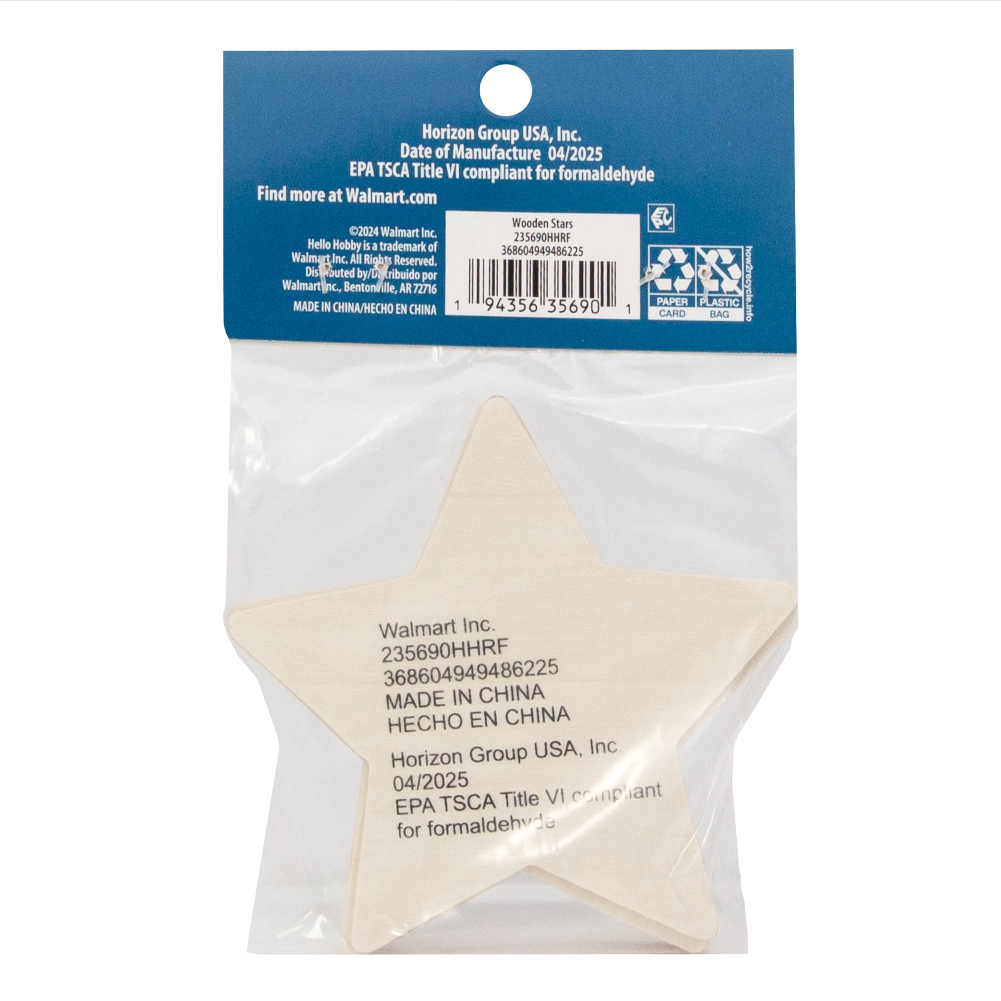 Hello Hobby Unfinished Wood Star Shapes, 6-Pack