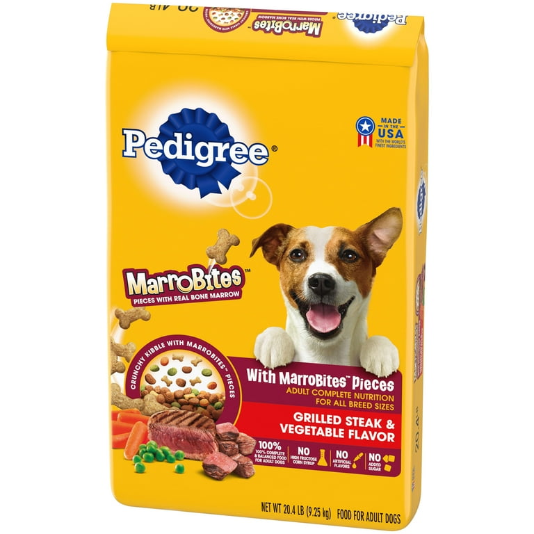 Pedigree With MarroBites Whole Grain Steak Vegetable Dry Dog Food for Adult Dog 20.4 lb bag Walmart