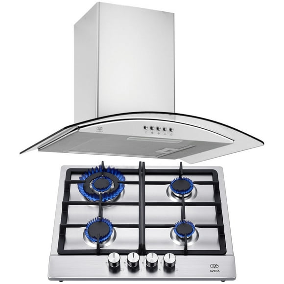 Combo Parrilla a Gas 4 Quemadores AVERA AI4 Campana de Pared 60 cm CEV60