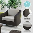 thumbnail image 4 of Martha Stewart Indoor-Outdoor Patio Chair in Brown Rattan Wicker with 360° Swivel and Tan All-Weather Cushions, 4 of 12