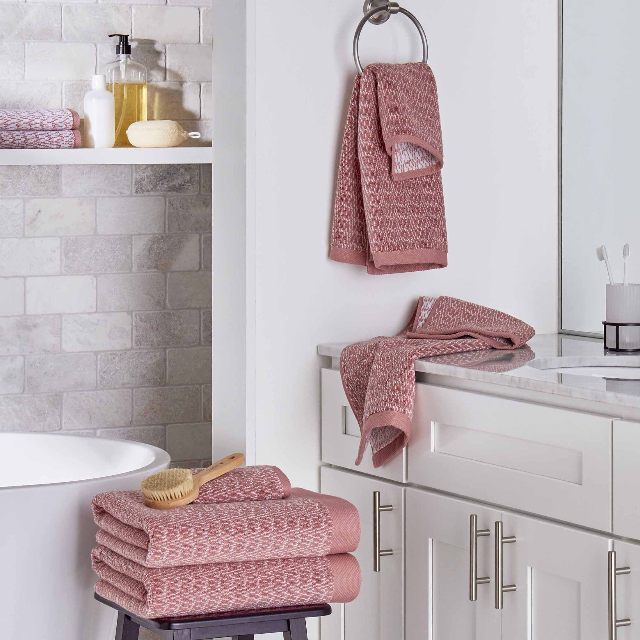 Better Homes & Gardens Signature Soft Cotton Melange 6 Piece Bath Towel Set,Old Rose