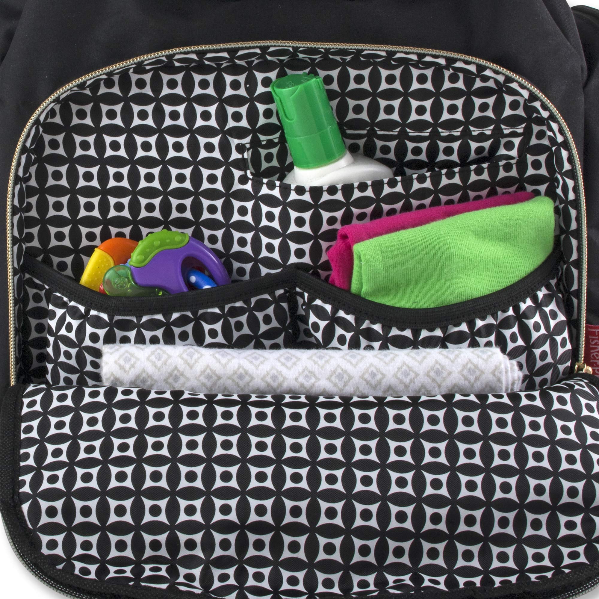 Fisher-Price Modern Quilted Multi-Pocket Diaper Bag Backpack with Matching Changing Pad, Insulated Bottle Pocket, Electronics Pocket, Baby Wipes Dispenser and Stroller Straps for Newborns and Infants