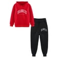 thumbnail image 4 of TiaoBug Kids Boys Girls 2Pcs Casual Sportsuits Activewear Long Sleeve Hoodies Sweatshirt with Jogger Pants Sweatsuit Set Red&Black 9-10, 4 of 7