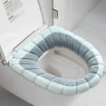 thumbnail image 3 of Color Contrast Knitted Toilet Cushion, Winter Warm, Easy to Install, Washable, Soft & Comfortable, Bathroom Accessory, Fits Standard Seats, 3 of 5