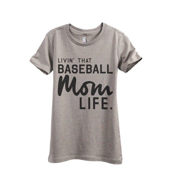 Thread Tank Livin' That Baseball Mom Life Women's Fashion Relaxed Crewneck T-Shirt Tee Heather Tan Large