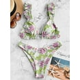 thumbnail image 3 of ZAFUL Floral Ruffle High Cut Bikini Swimwear Multi-B L, 3 of 5