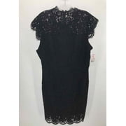 Pre-Owned Merokeety Black Size XL Lace Midi Short Sleeve Dress