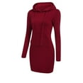 thumbnail image 5 of LYXSSBYX Womens Casual Dresses with Sleeves Womens Long Sleeve Solid Patchwork Round Neck Casual Long Hooded Sweatershirt Dress, 5 of 7