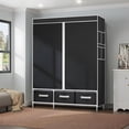 thumbnail image 5 of Portable Closet Organizer,Brochao Bedroom Wardrobe with 3 Drawers,4 Shelves,Clothes Storage,Black, 5 of 11
