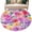 DeepPink Indigo Yellow, variant on Round Area Rug 5 Ft, Purple Pink Floral Washable Non-Slip Circle Carpet for Living Room/Bedroom, Spring Pastoral Daisy Low-Profile Runner Mats Collection Rugs for Indoor