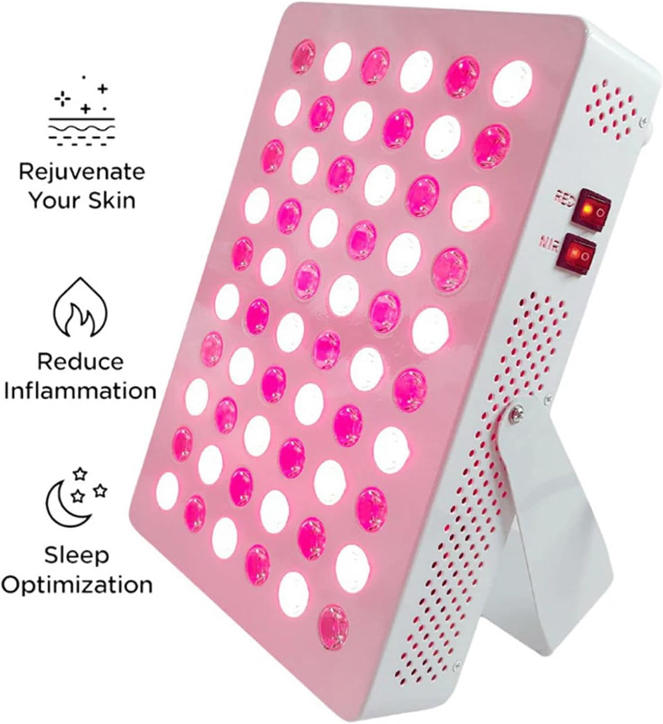 CNV High Power Red Light Beauty Panel for Skin Care, 60-LED Dual Chip 660nm & 850nm Near-Infrared Lamp with Adjustable Stand, Facial & Body Light Device for Home Spa Routine