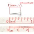 thumbnail image 3 of E054 - 500 pieces (250 pairs) Silver Tone Earring Posts/Bases/Studs/Settings with Rubber Backs - 12mm x 6mm, 3 of 3