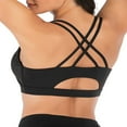 thumbnail image 3 of Women‘s Medium Support Cross Back Wirefree Removable Cups Solid Color Padded Yoga Sport Bra, 3 of 9